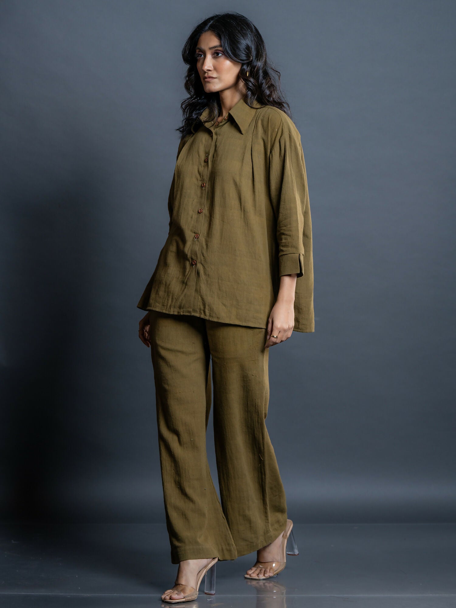 Vaika Olive Handwoven Cotton Comfort Pant