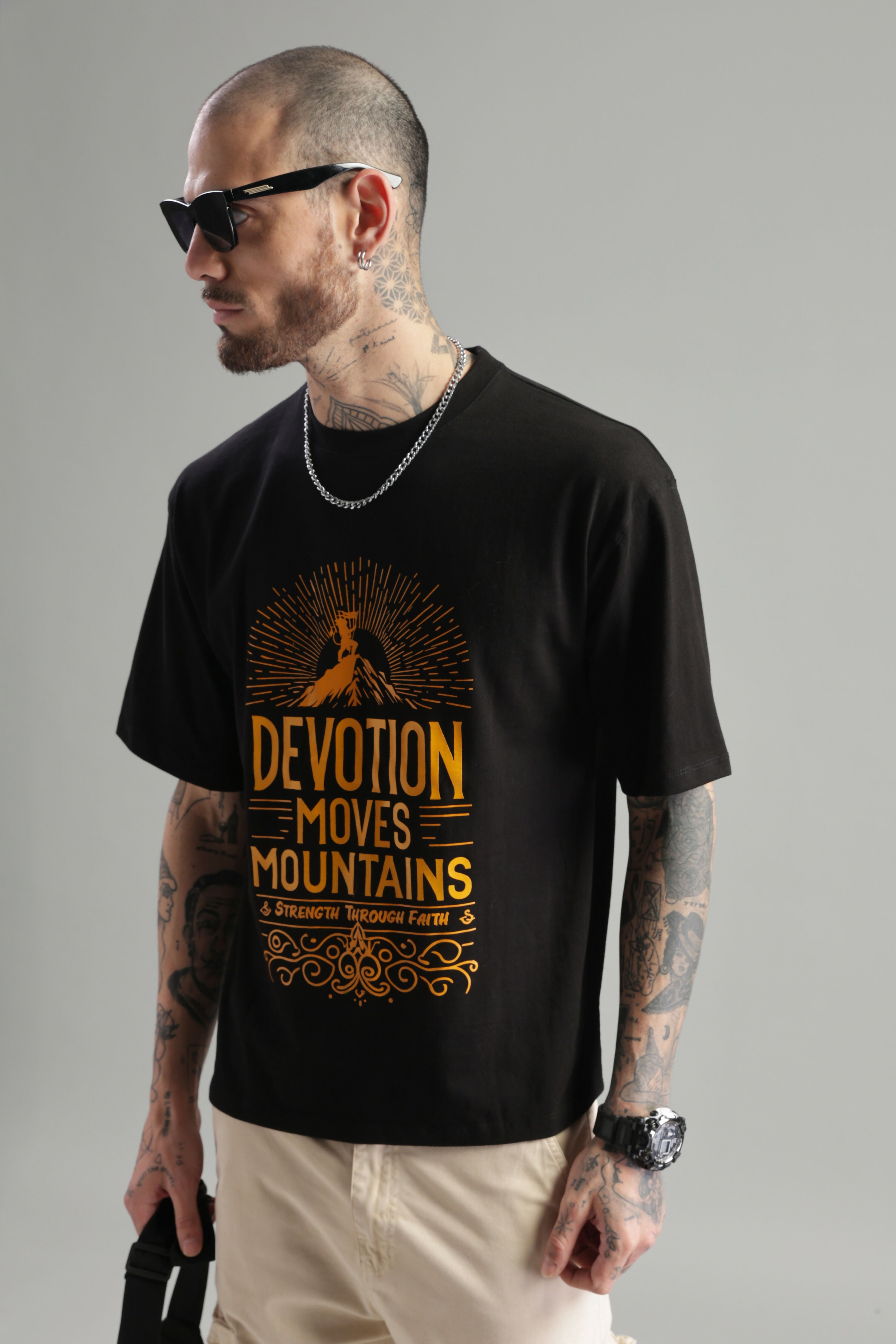 Devotion Moves Mountains T-Shirt – Strength Through Faith
