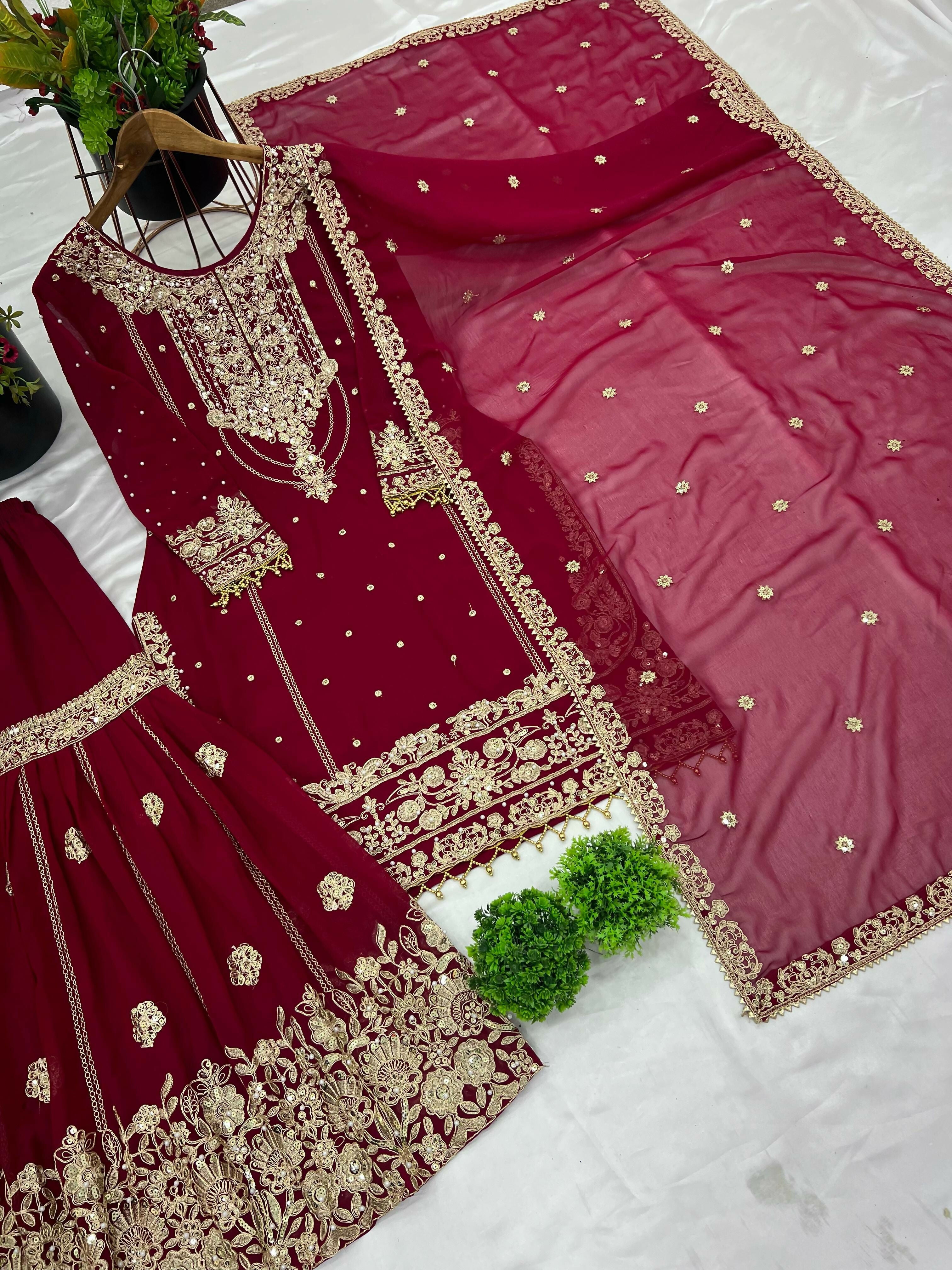 Georgette Plazzo Suit Set