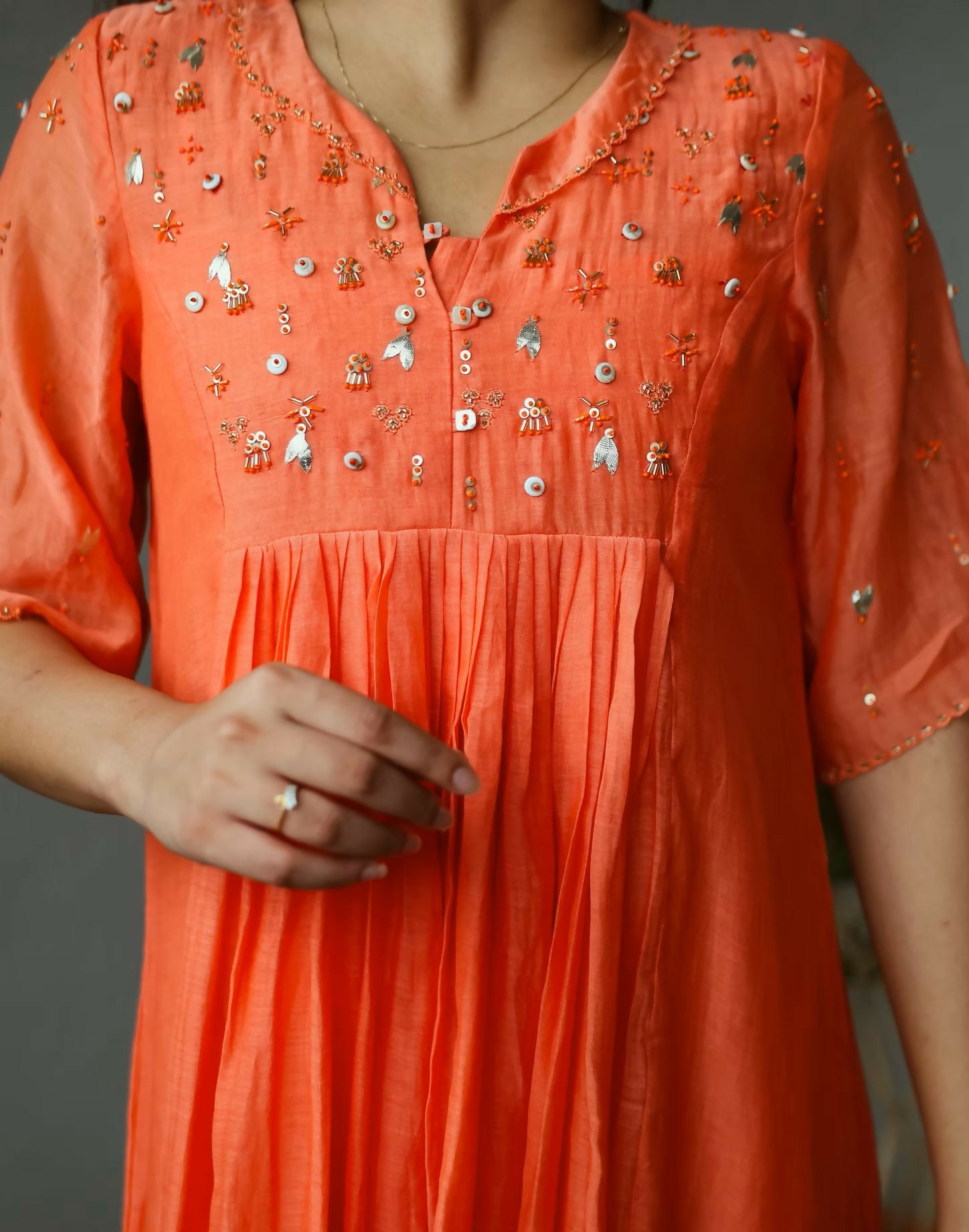 Gota-Work Mulchanderi Kurta Set