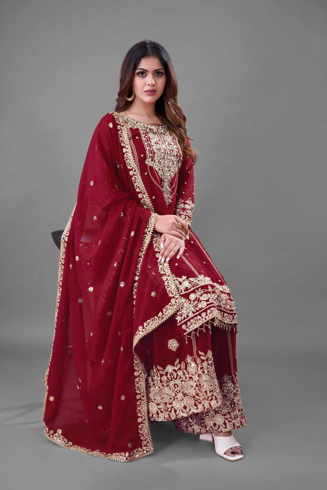 Georgette Plazzo Suit Set