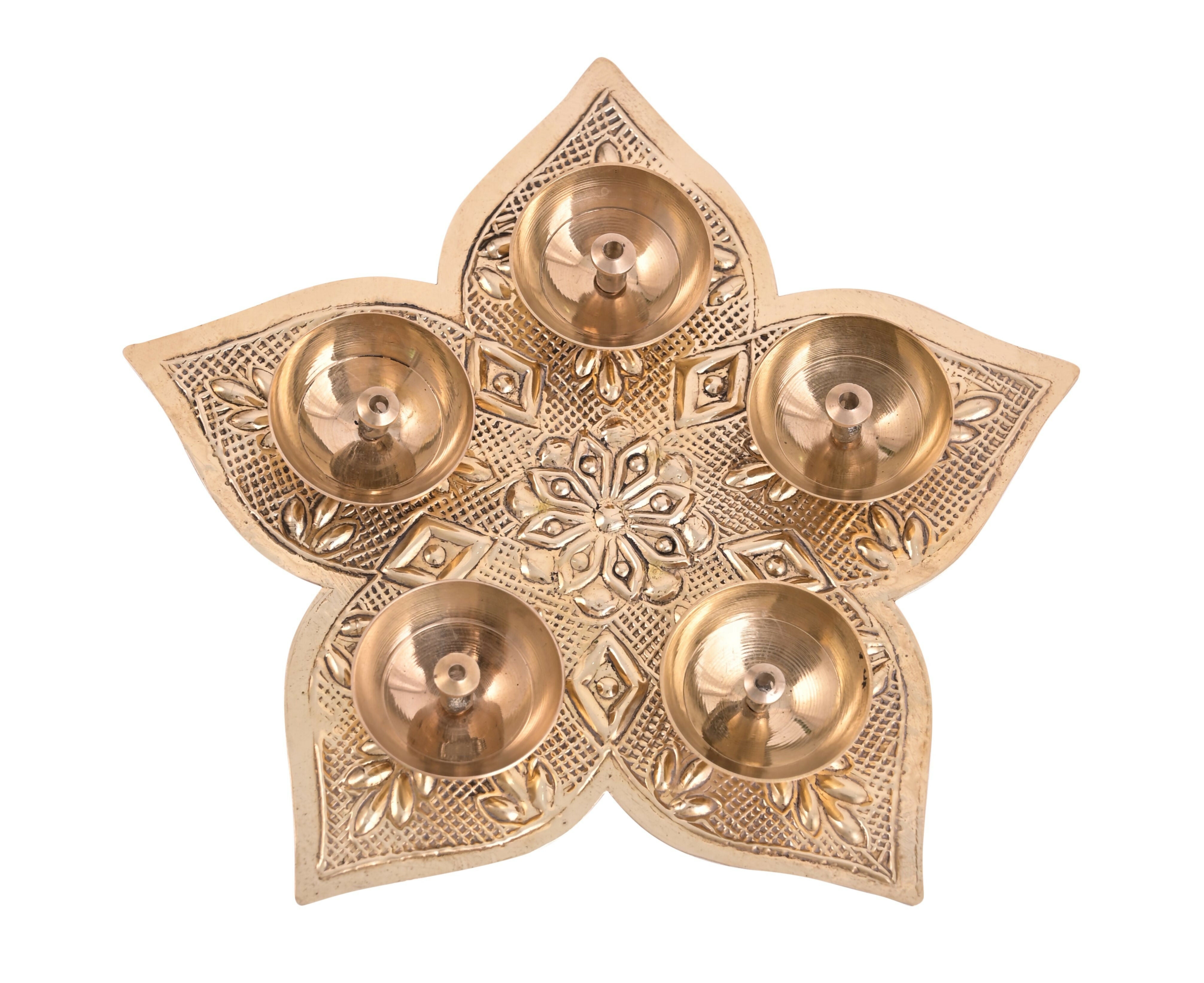 Brass 5 Diya Set