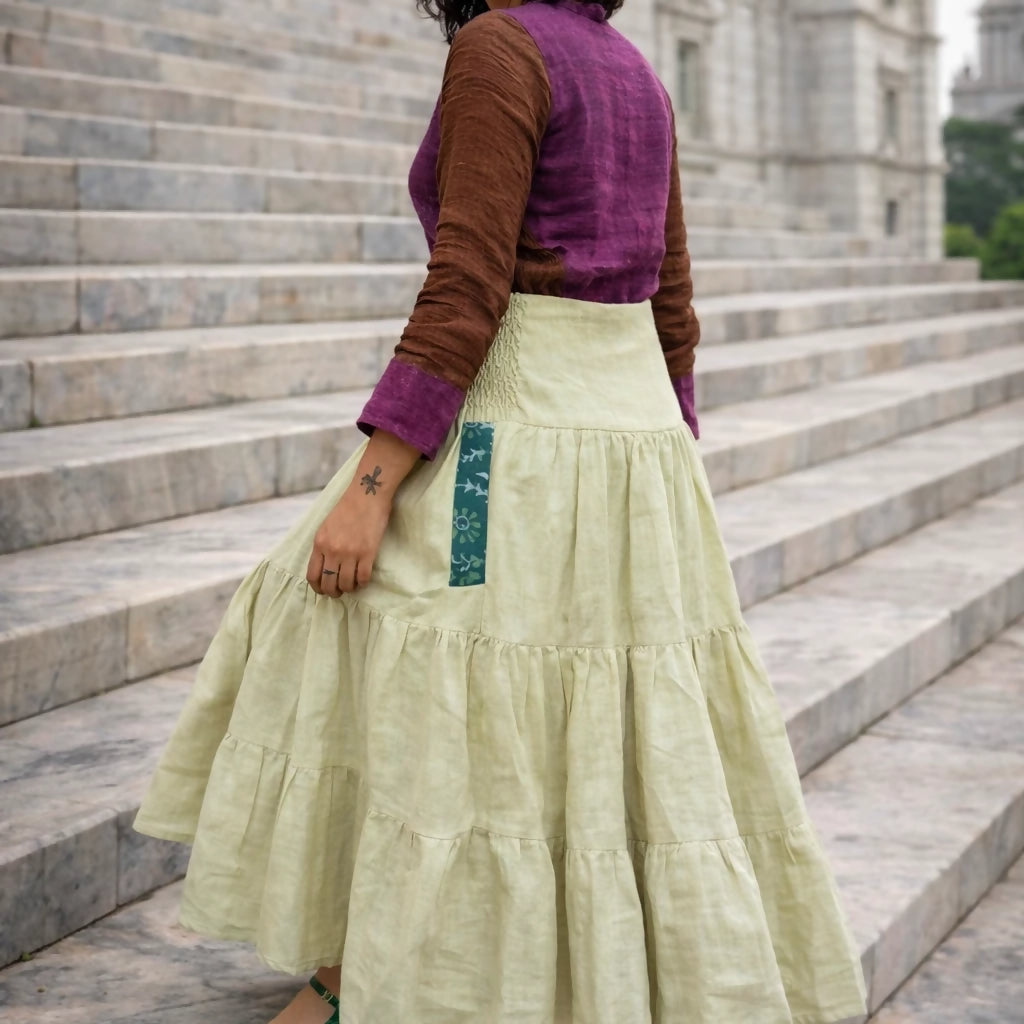 RENAISSANCE - Smocked High Waist Boho Beach Long Skirt with side Pockets for Summer