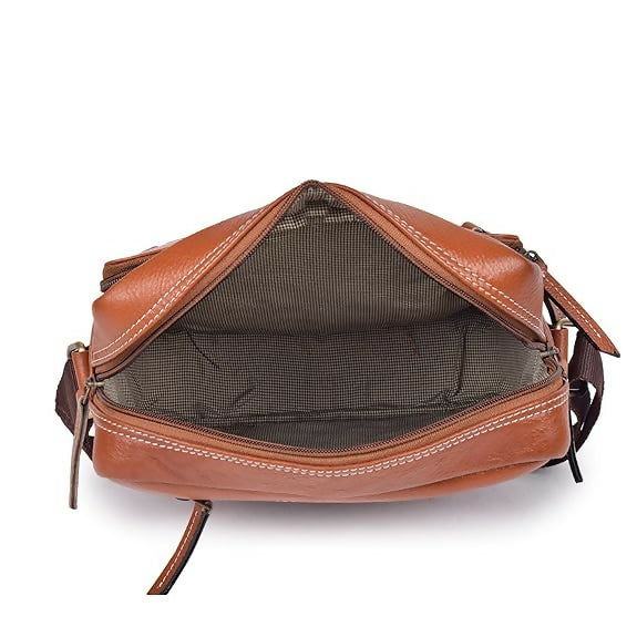 FERNWEH Men's Leather Sling Messenger Bag – 12" Travel Crossbody Shoulder Bag