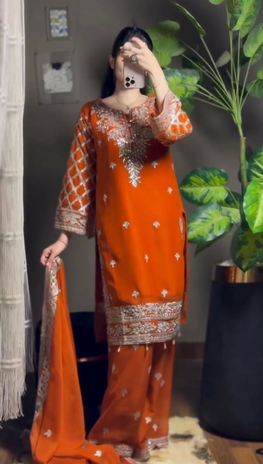 Designer Faux Georgette Embroidered Kurta Palazzo Set with Dupatta
