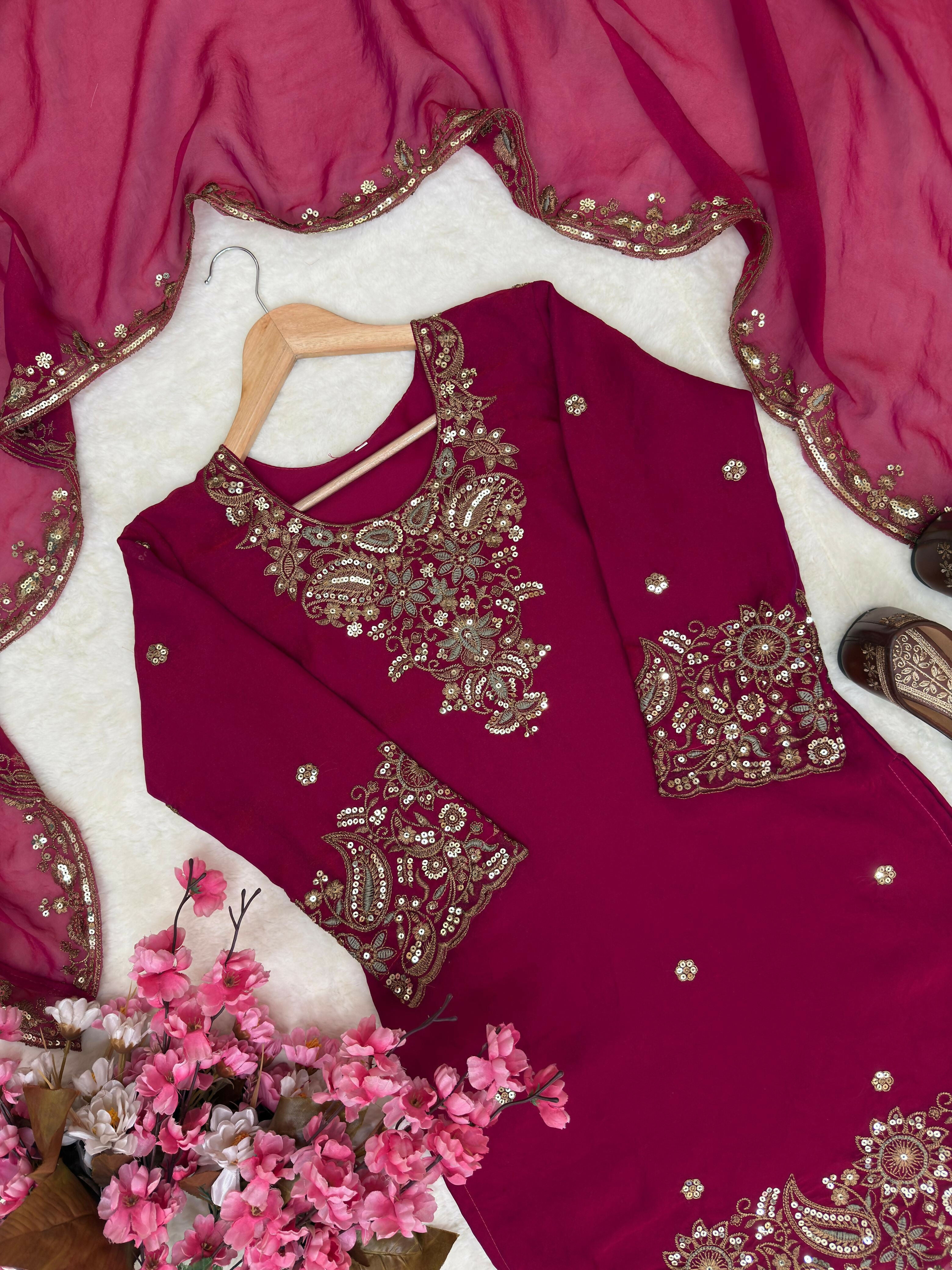 NC Moss Silk Kurti & Plazzo Set with Dupatta
