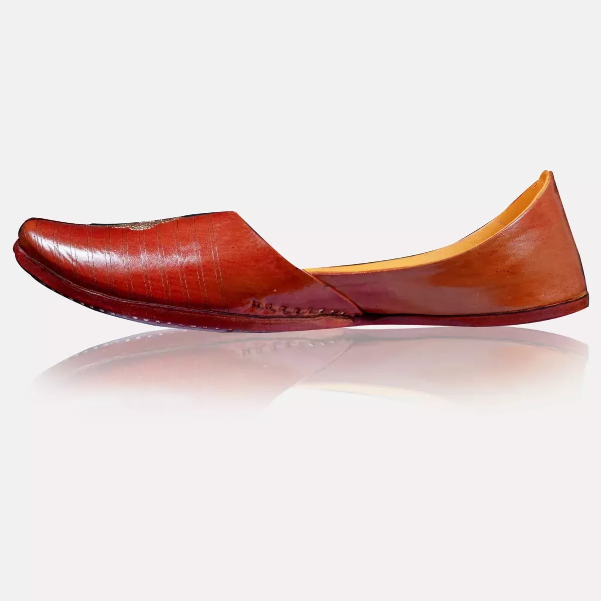 Tan Brown Leather Handcrafted Jutti For Men