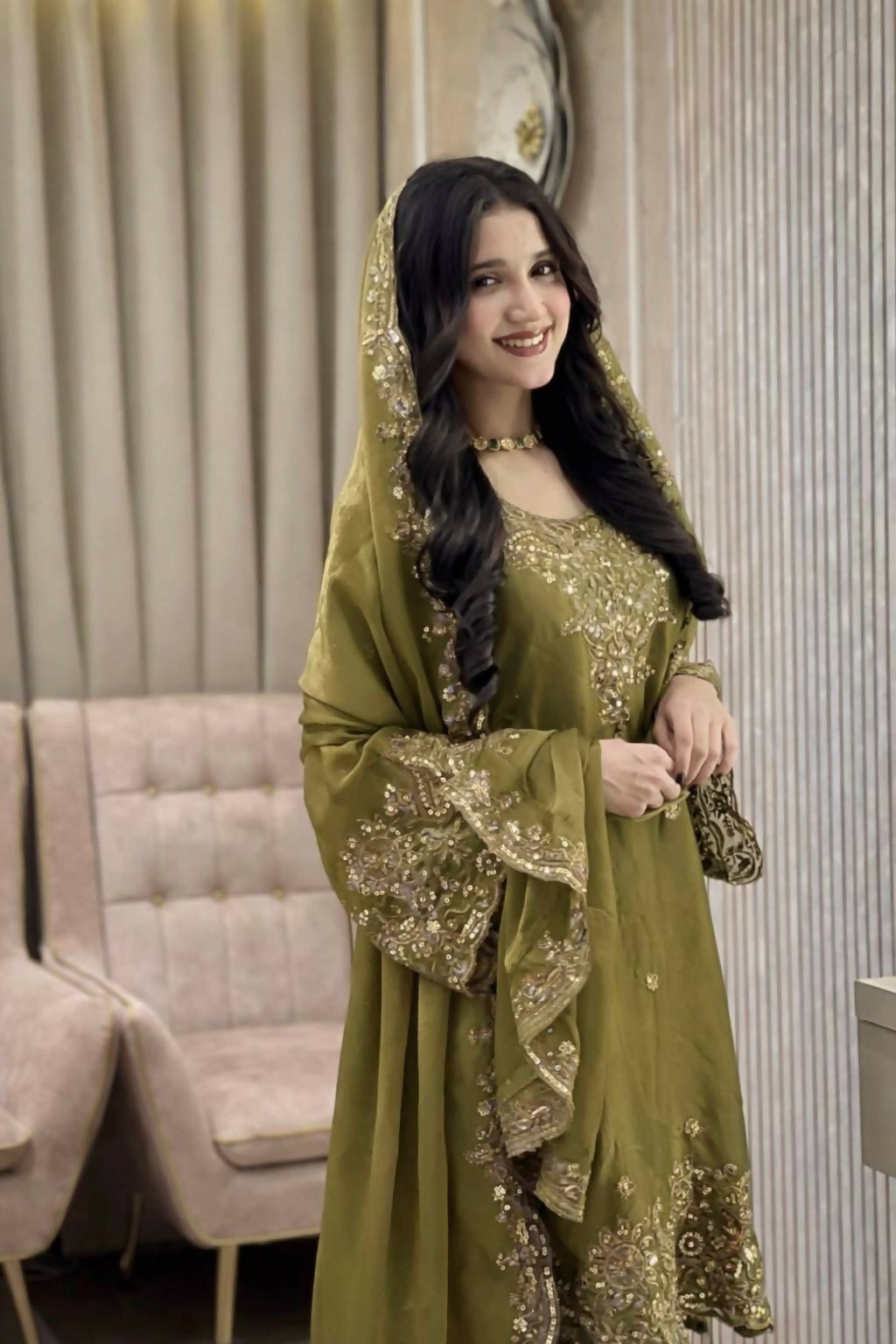 NC Moss Silk Kurti & Plazzo Set with Dupatta