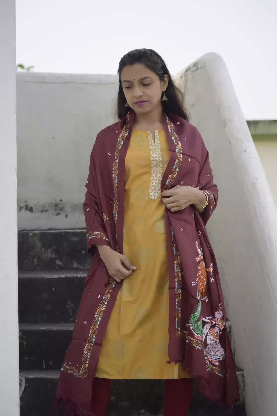 Raas Leela II - Rich Brown Premium Banana Silk Dupatta --Sustainably Fashionable.