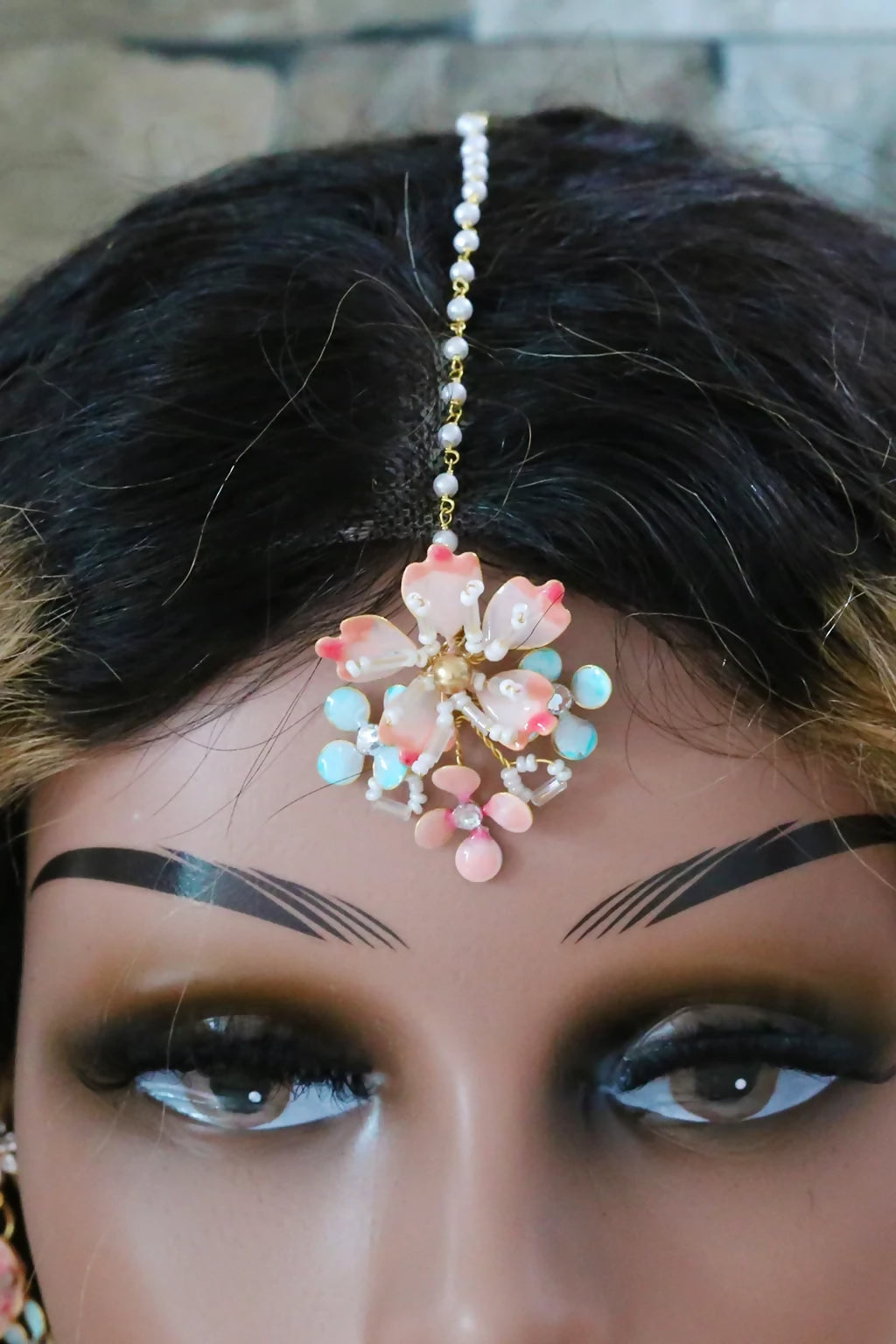 Seraphina’s Bloom – Handmade Resin Floral Bridal Jewelry Set in Blush, Aqua & Gold