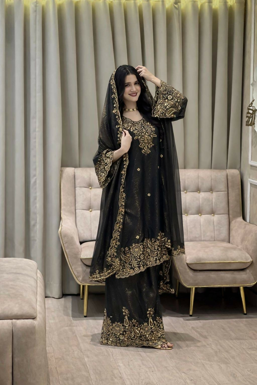 NC Moss Silk Kurti & Plazzo Set with Dupatta