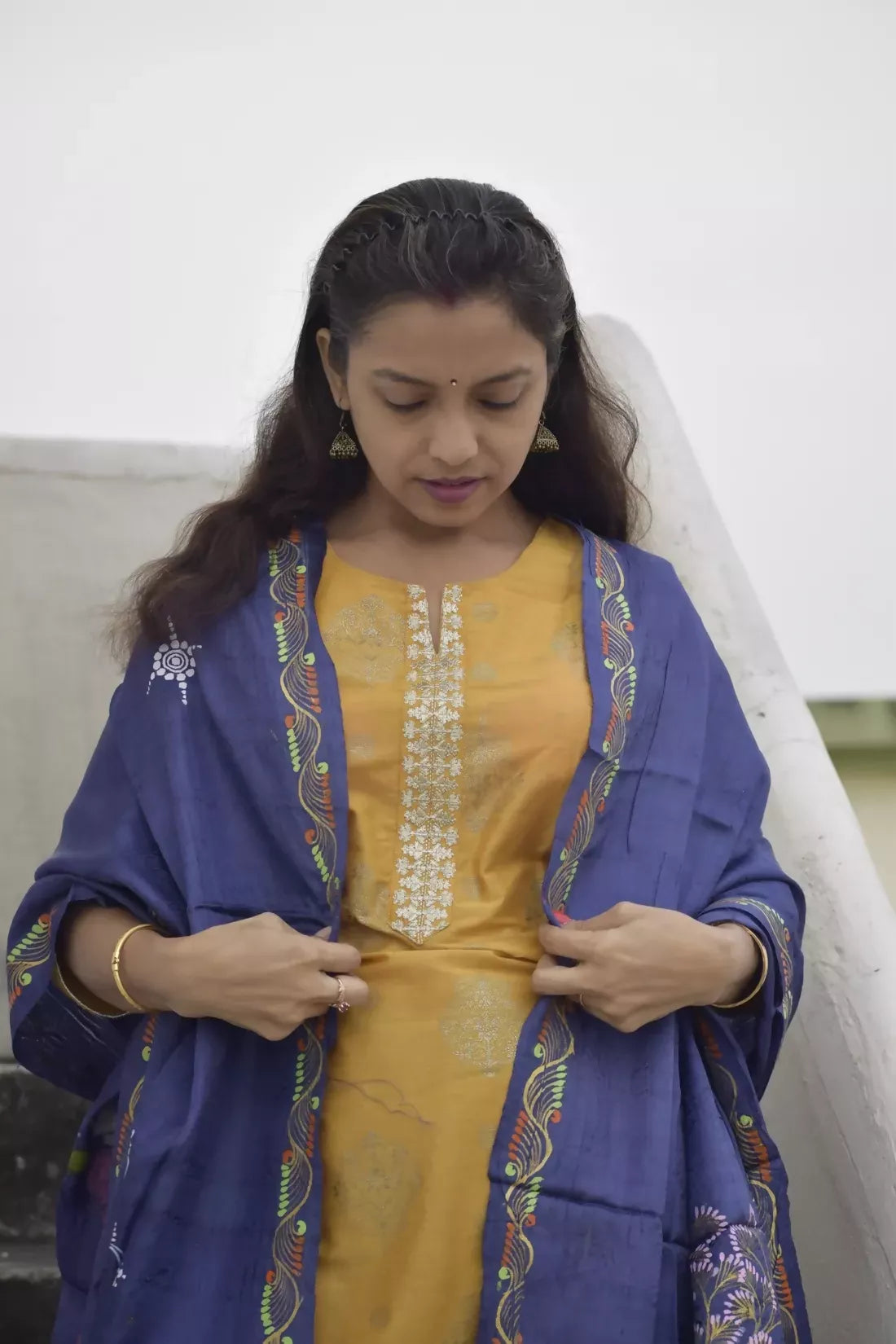 Raas Leela- Chrome Blue Premium Banana Silk Dupatta --Sustainably Fashionable.