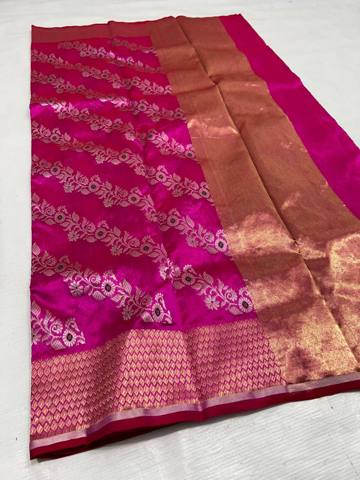 Rani Pink Jall- Pattu Silk Saree with Zari Work