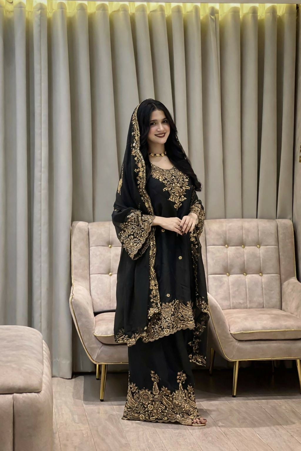 NC Moss Silk Kurti & Plazzo Set with Dupatta