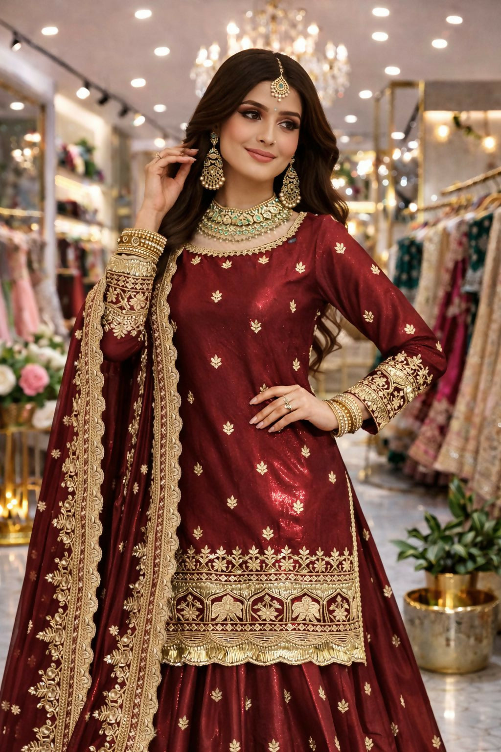 Designer Top with Lehenga & Dupatta Set
