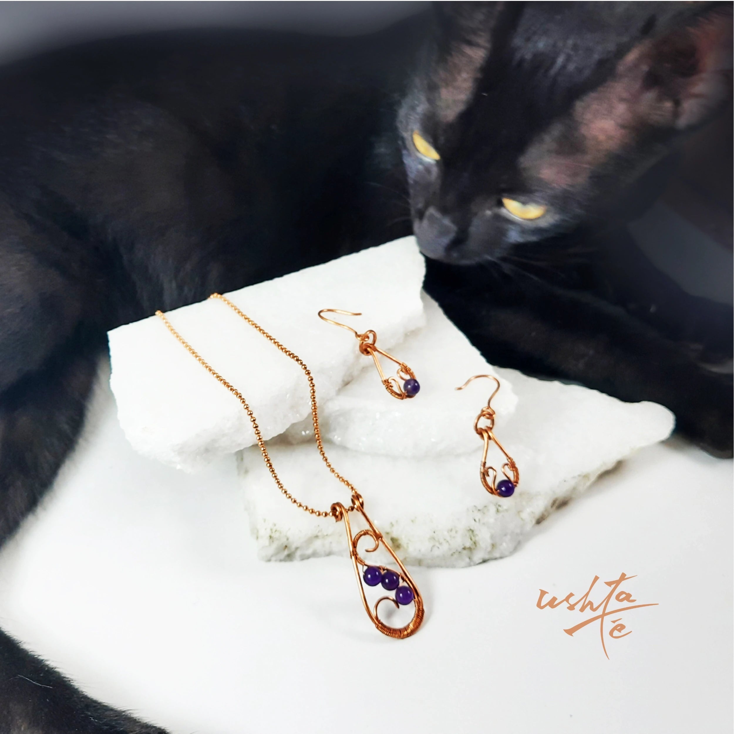 Purple Clouds - Necklace and Earring