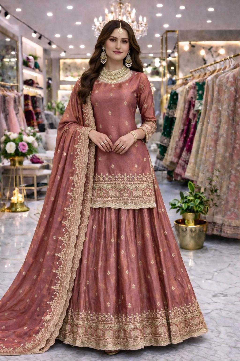 Designer Top with Lehenga & Dupatta Set