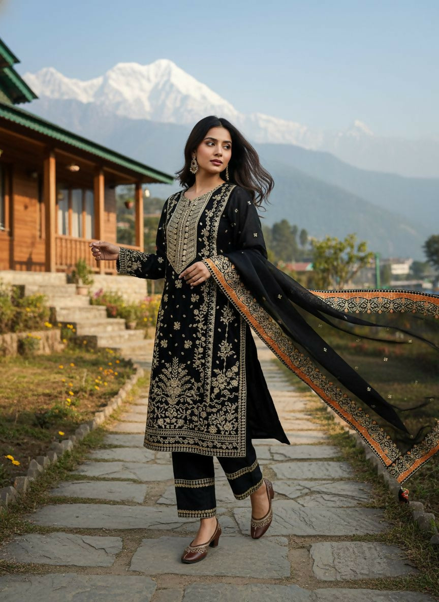 GMY Silk Edition Kurti & Plazzo Set with Dupatta