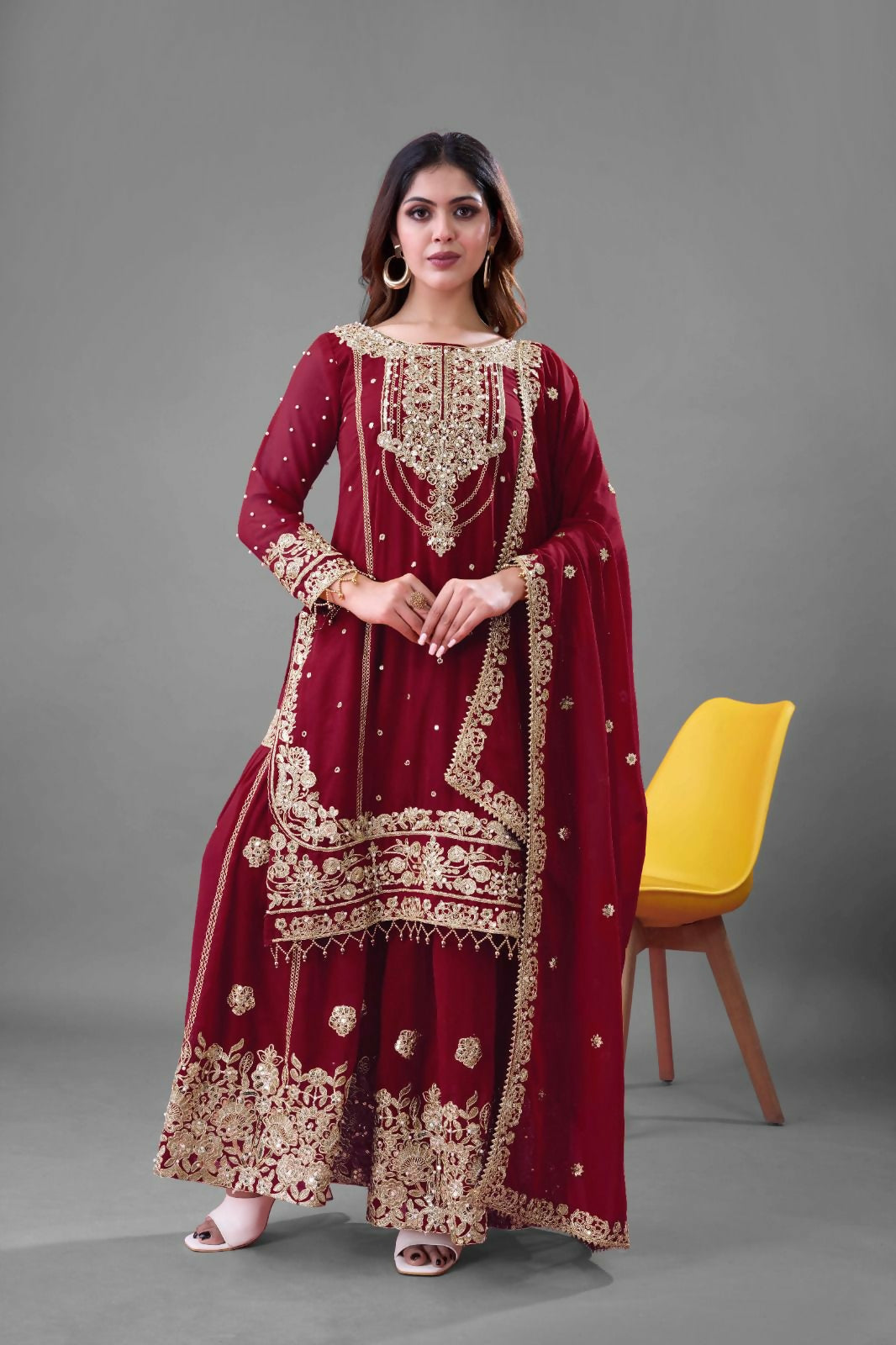 Georgette Plazzo Suit Set