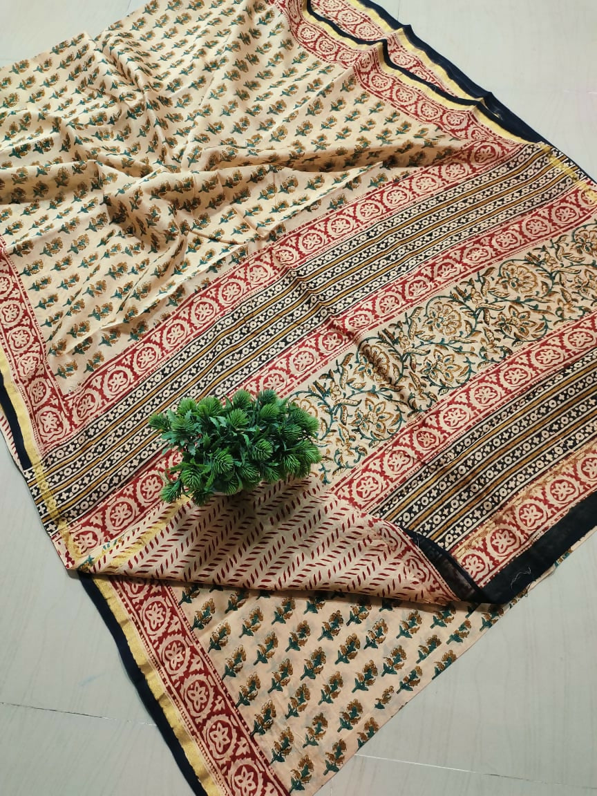 Sunburst Motif Drape- Kalamkari Cotton Silk Saree