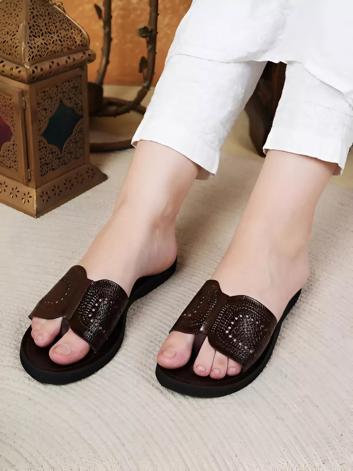 Brown Leather Slipon For Women
