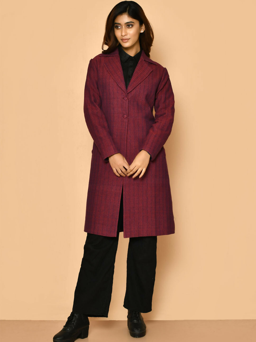 Mrinal Handloom Cotton Tench Coat Jacket for Women