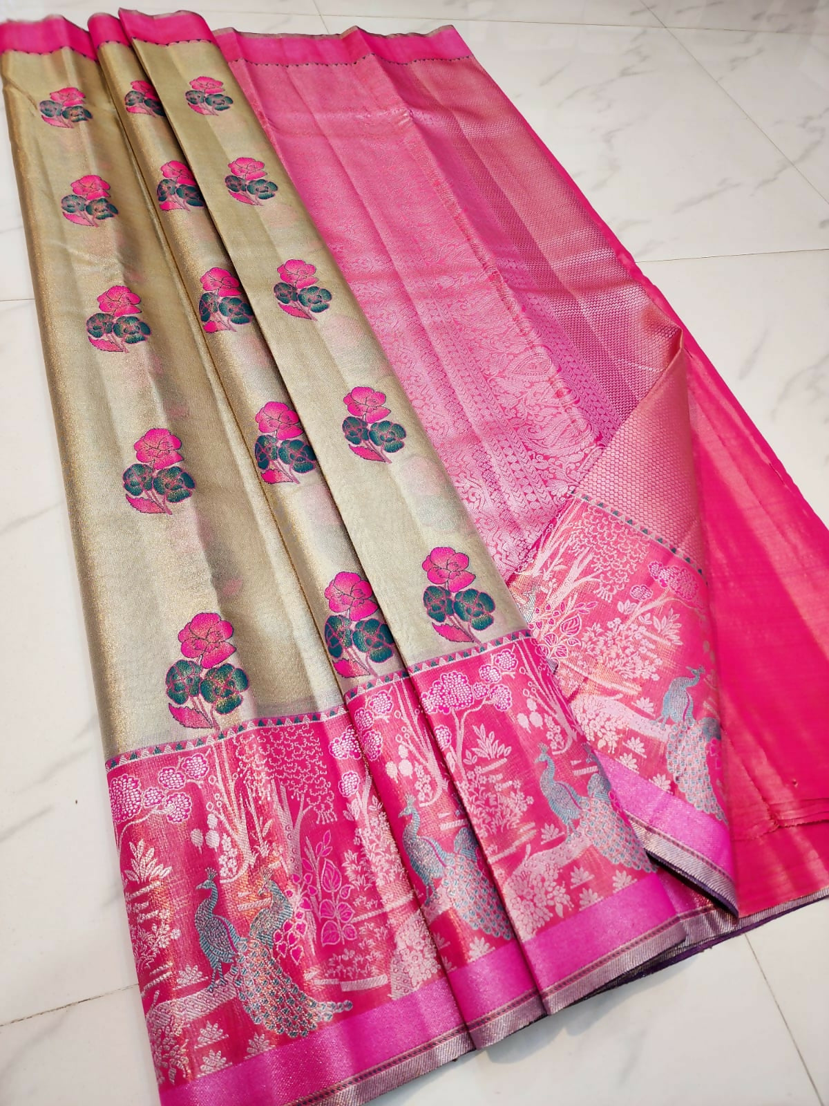 Kanchi Smooth Flow - Semi-Tissue Kanchi Bridal Sarees