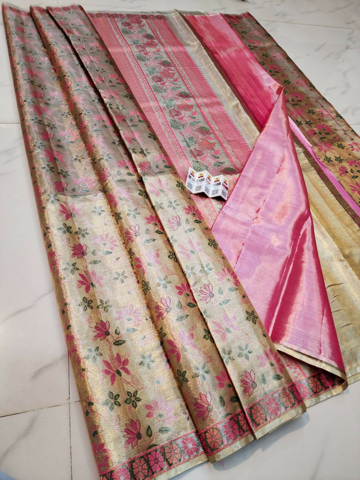 Pale Gold Delight - Pure Handloom Kanchi Pattu Tissue Sarees