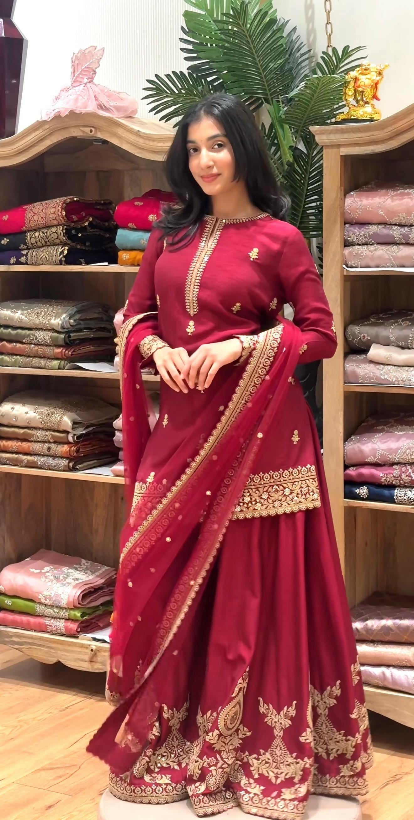 Exclusive Designer Sequence Embroidered 3-Piece Gown Set