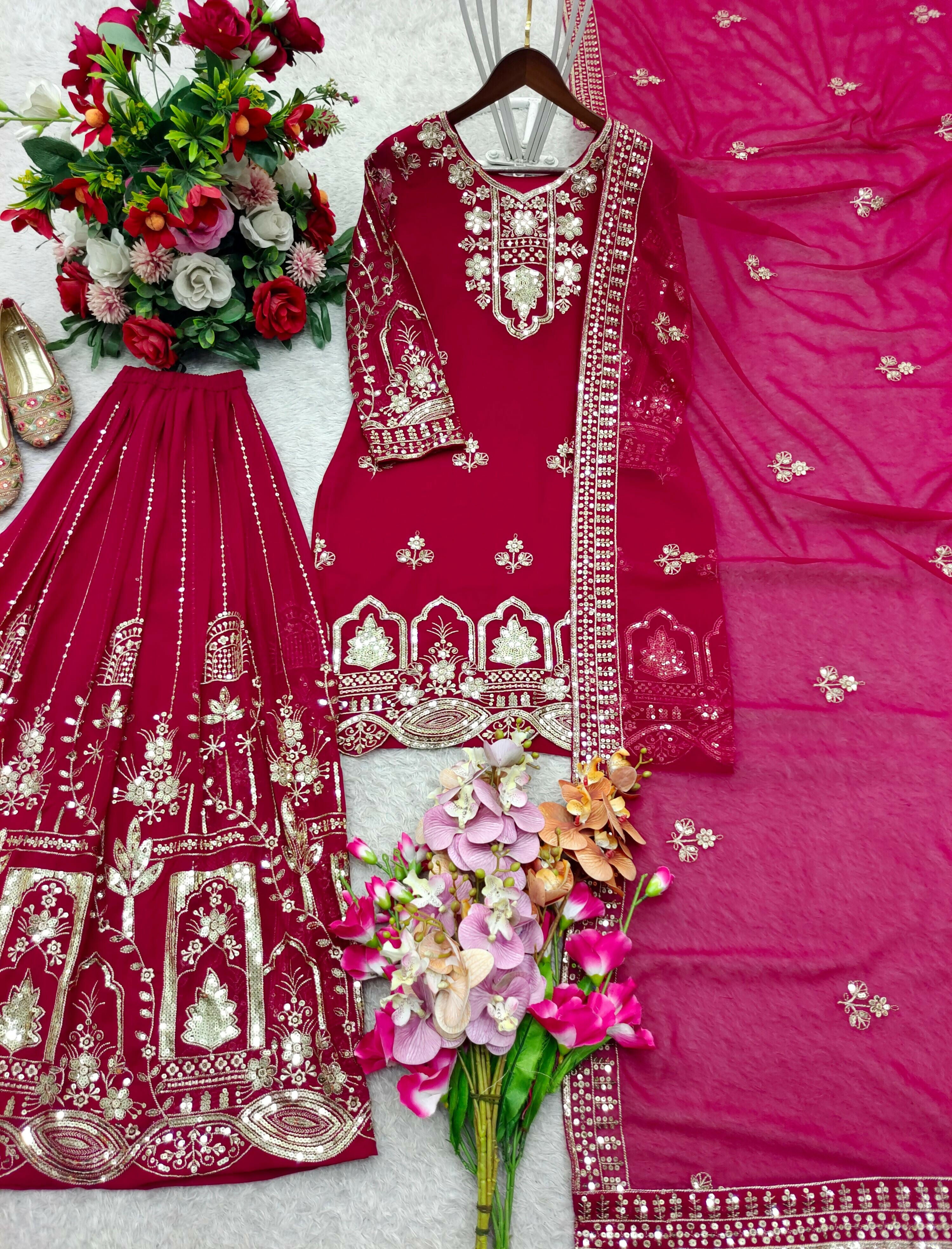 Designer Top Sharara & Dupatta Set