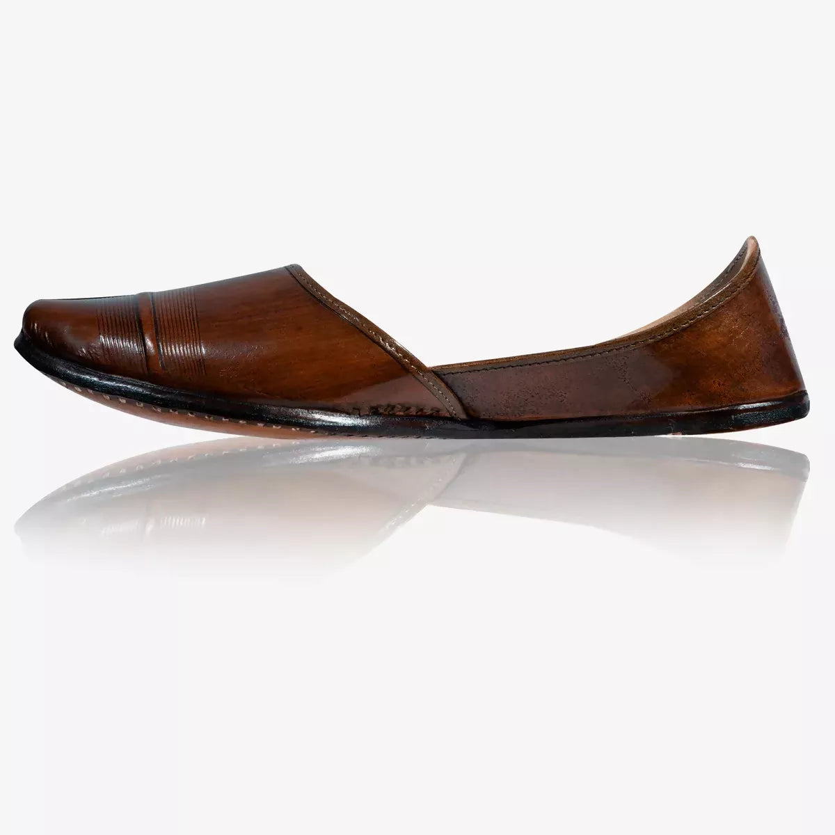 Brown Leather Polished Handcrafted Jutti for Men