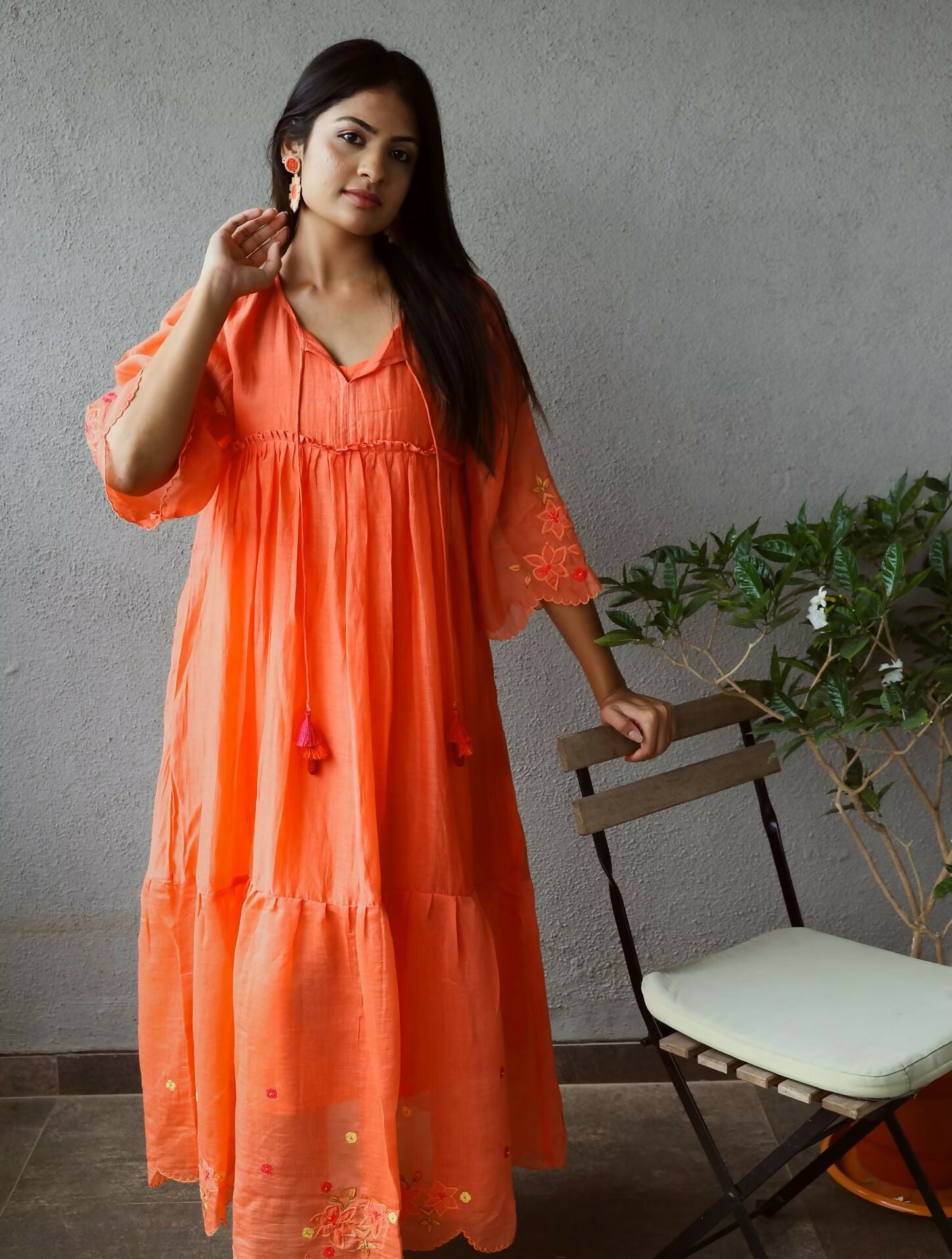 Mulchanderi Hand-Embroidered Tiered Dress
