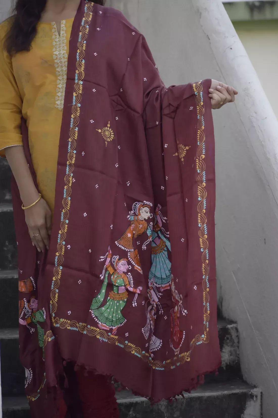 Raas Leela II - Rich Brown Premium Banana Silk Dupatta --Sustainably Fashionable.