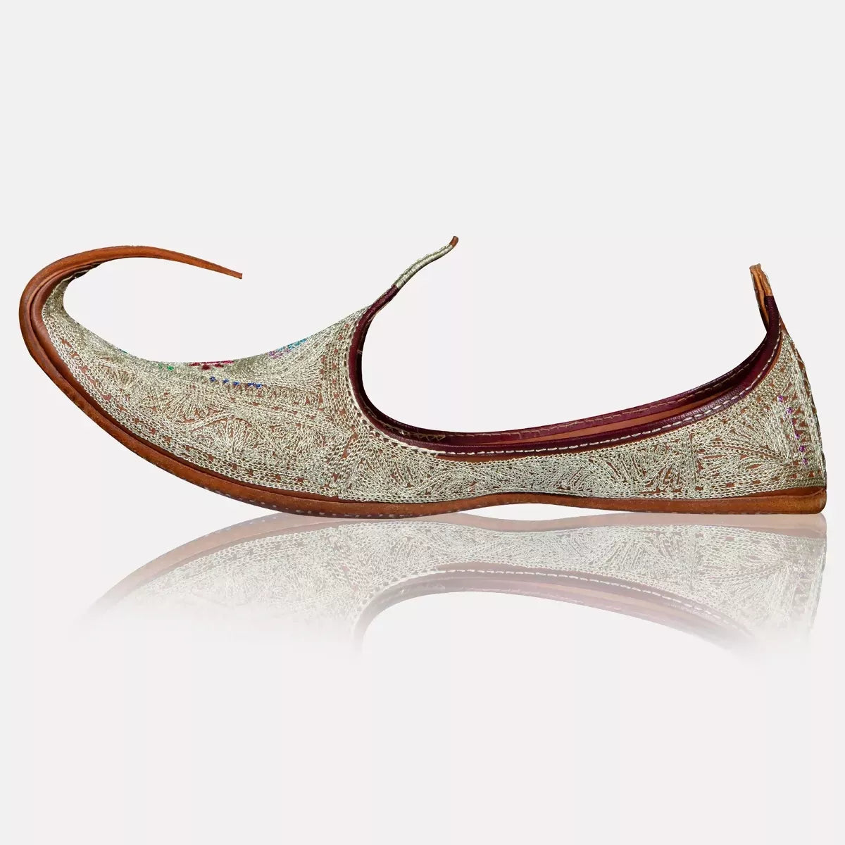 White & Gold Leather Handcrafted Mahori For Men