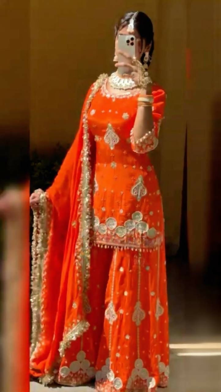 Party Wear Heavy Faux Georgette Embroidery & Sequence 3-Piece Suit Set
