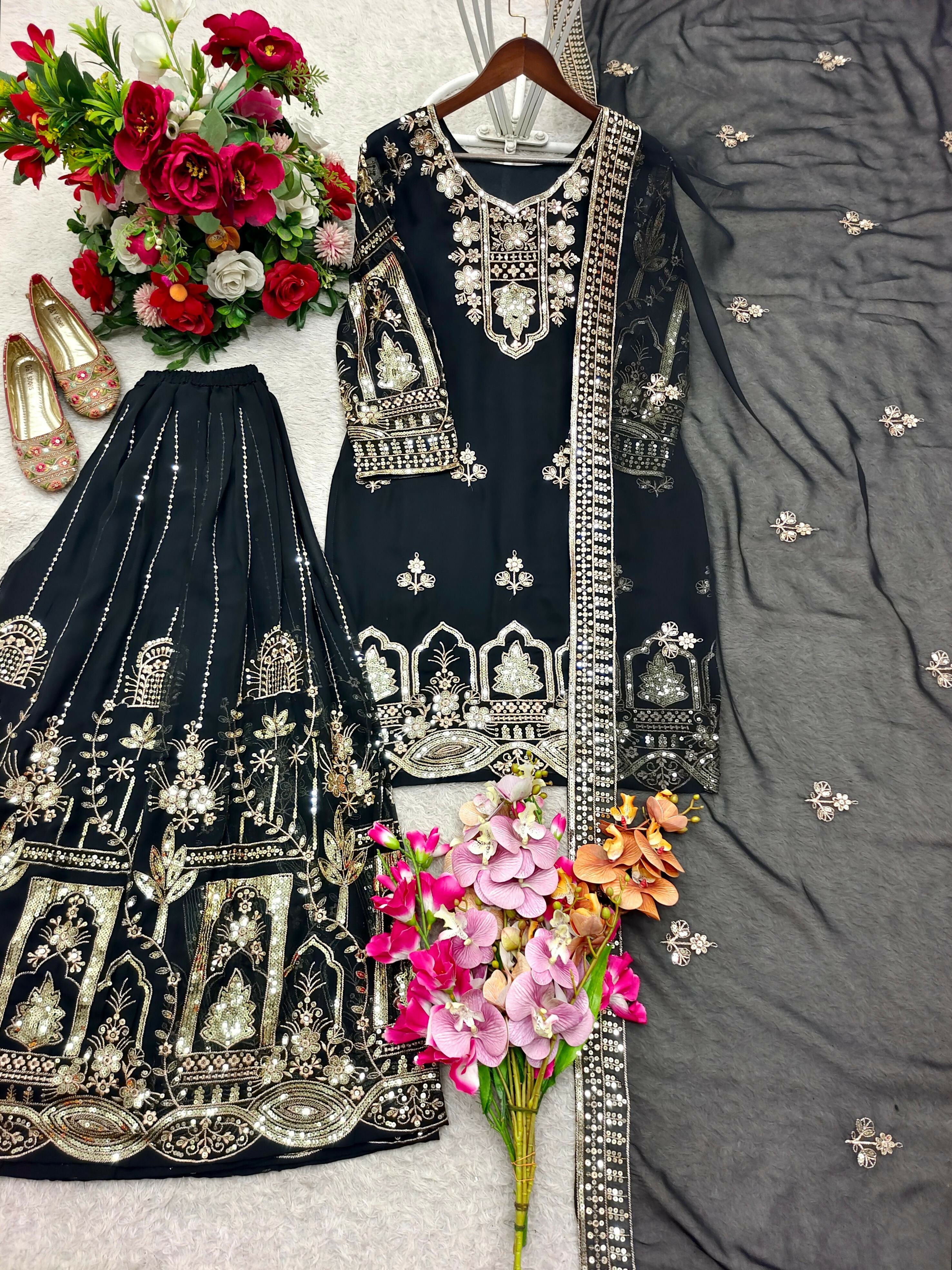 Designer Top Sharara & Dupatta Set