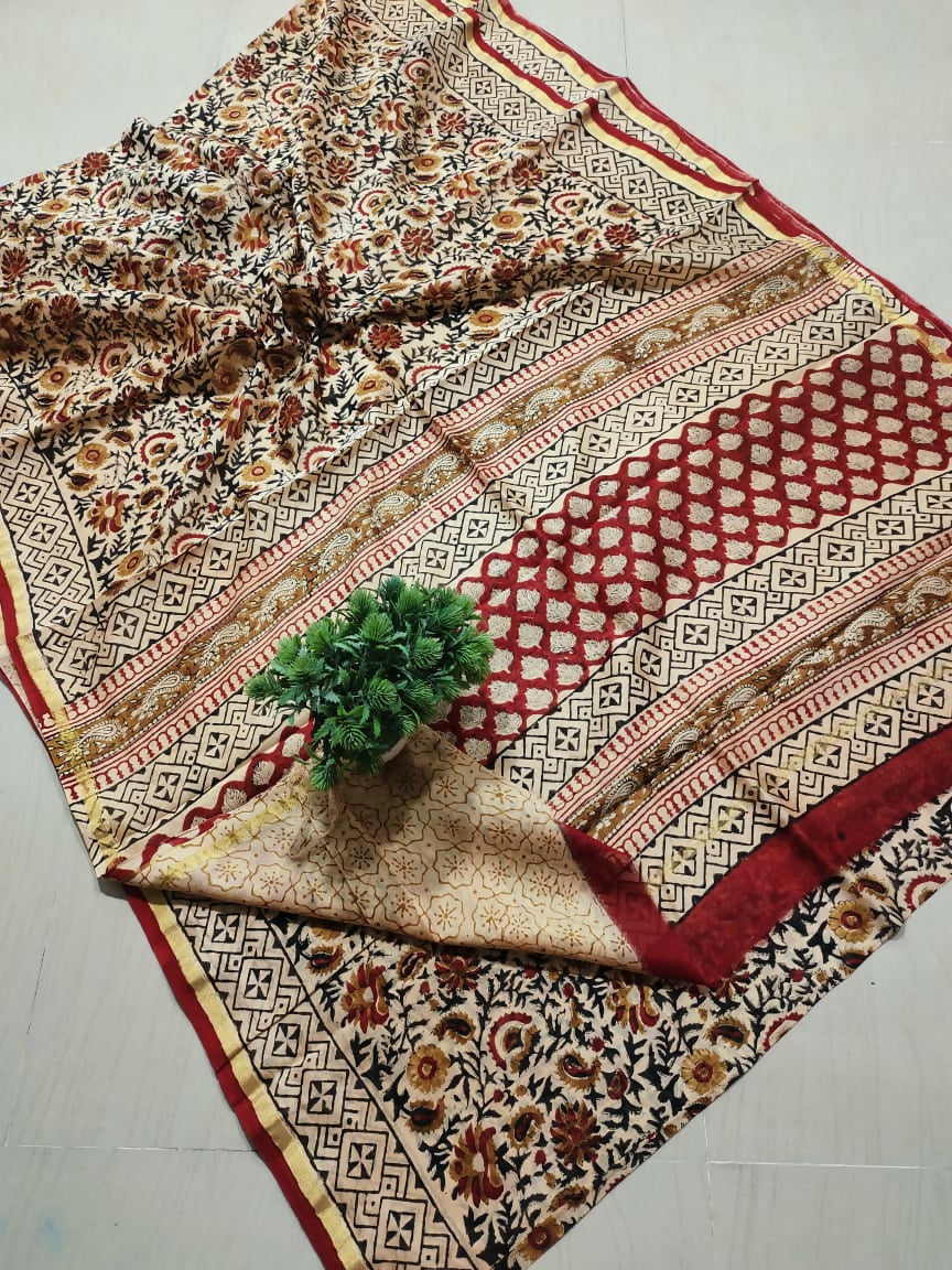 Ethno Essence- Kalamkari Cotton Silk Saree