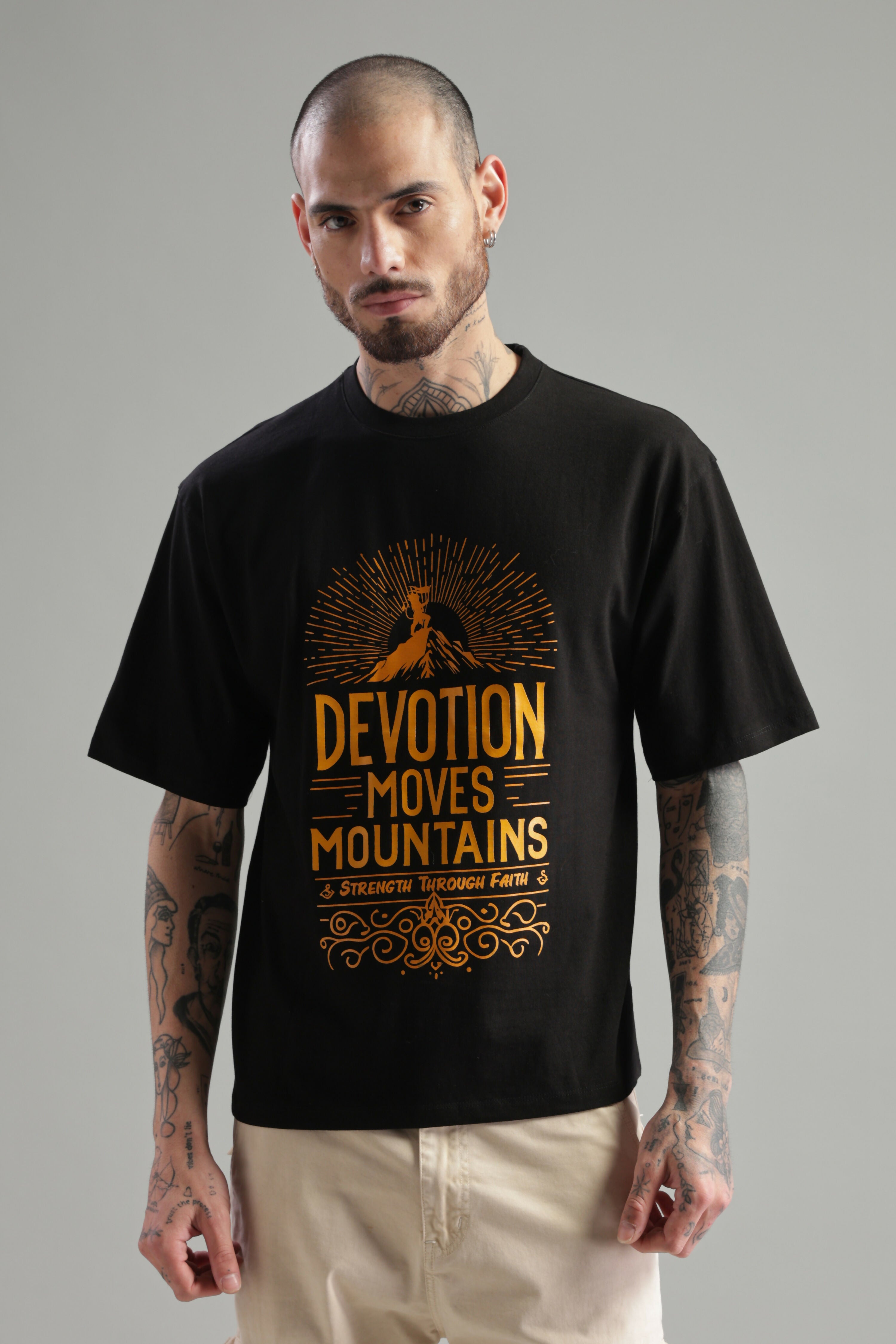 Devotion Moves Mountains T-Shirt – Strength Through Faith