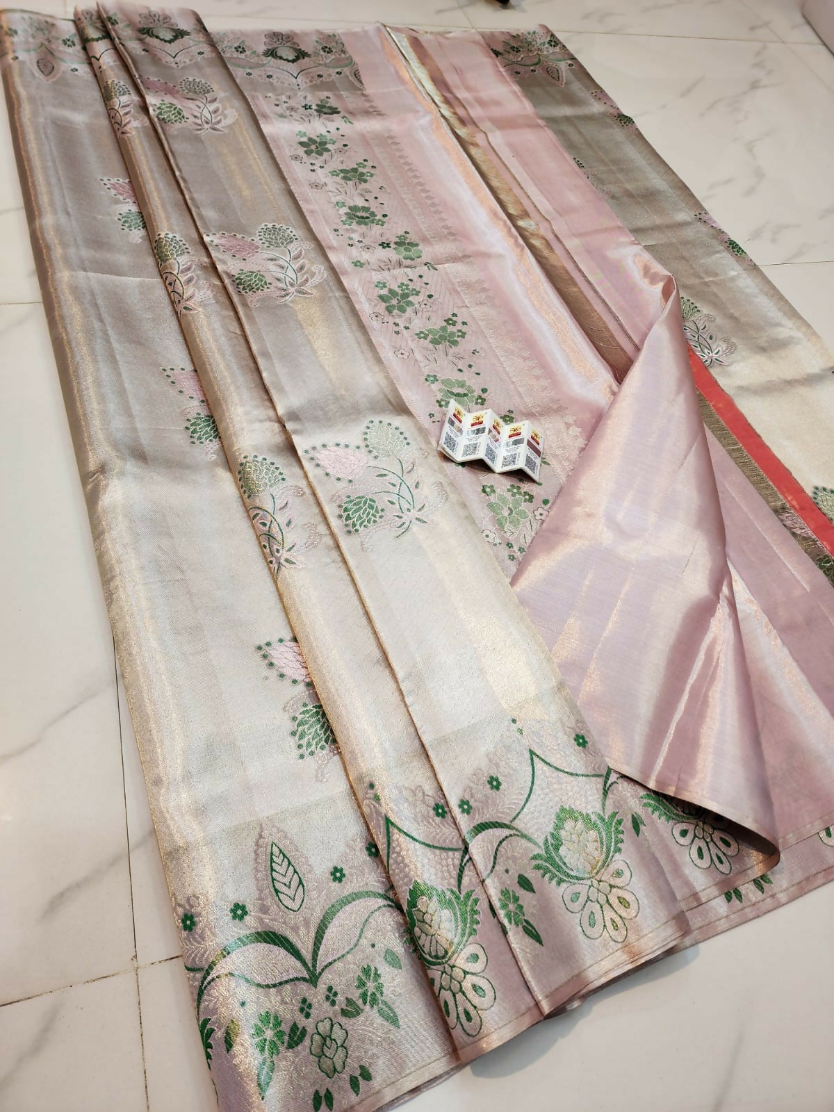 Mint Mirage Silk - Pure Handloom Kanchi Pattu Tissue Sarees
