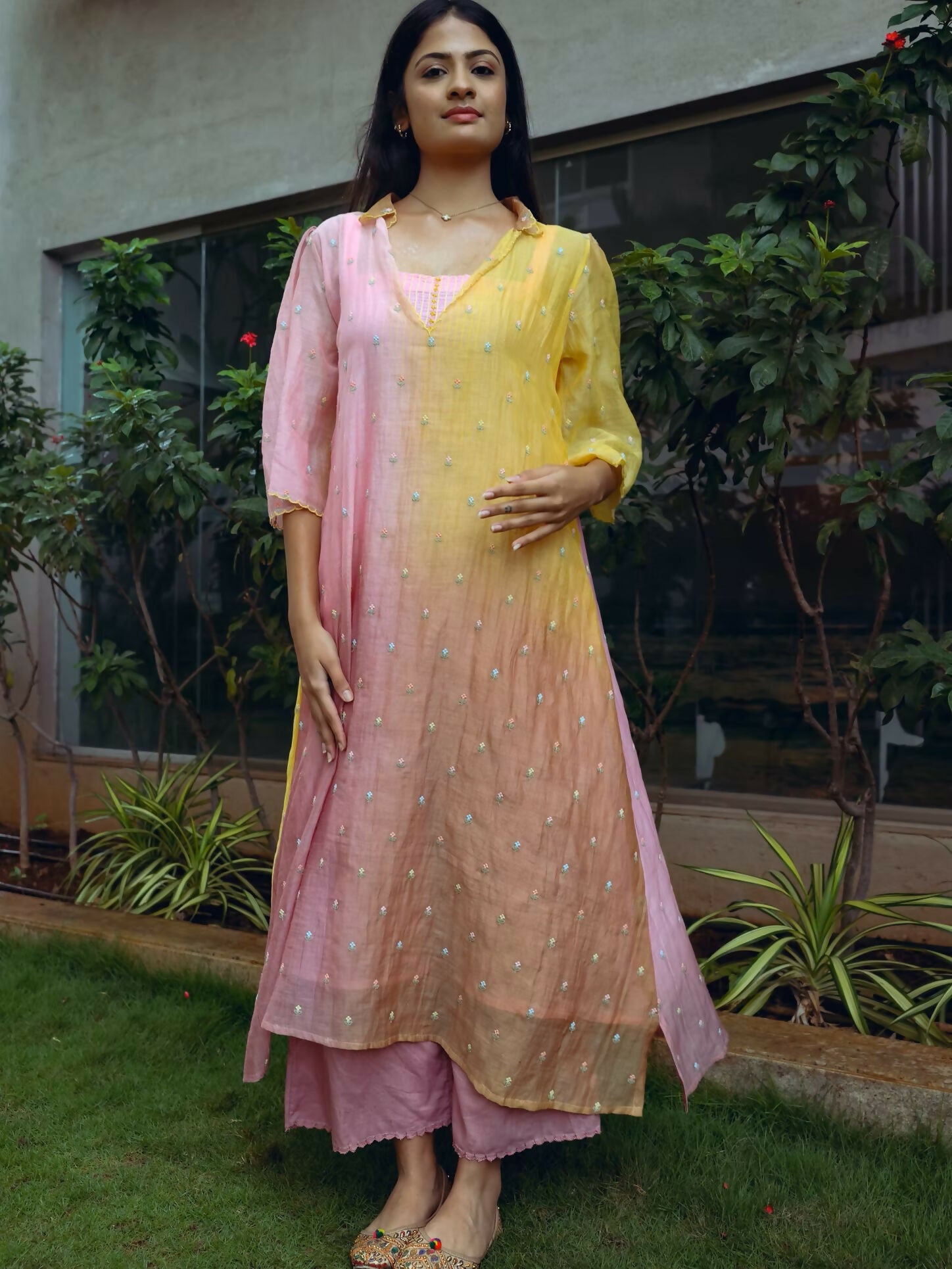 Ombre Hand-Embroidered Kurta Set