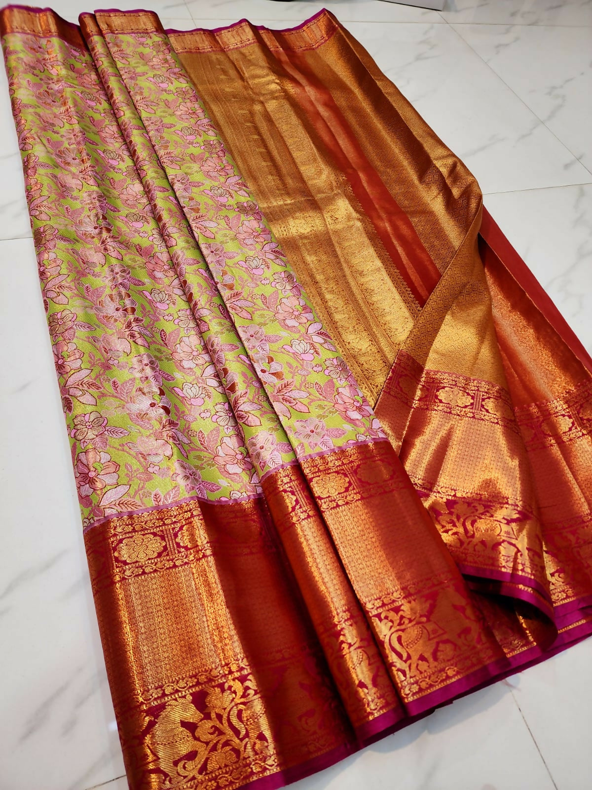 Kanchi Style Flow - Semi-Tissue Kanchi Bridal Sarees