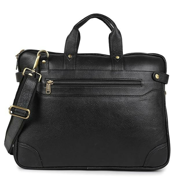 FERNWEH Genuine Leather Laptop Messenger Bag – 15.6" Crossbody Briefcase for Men & Women (Black)