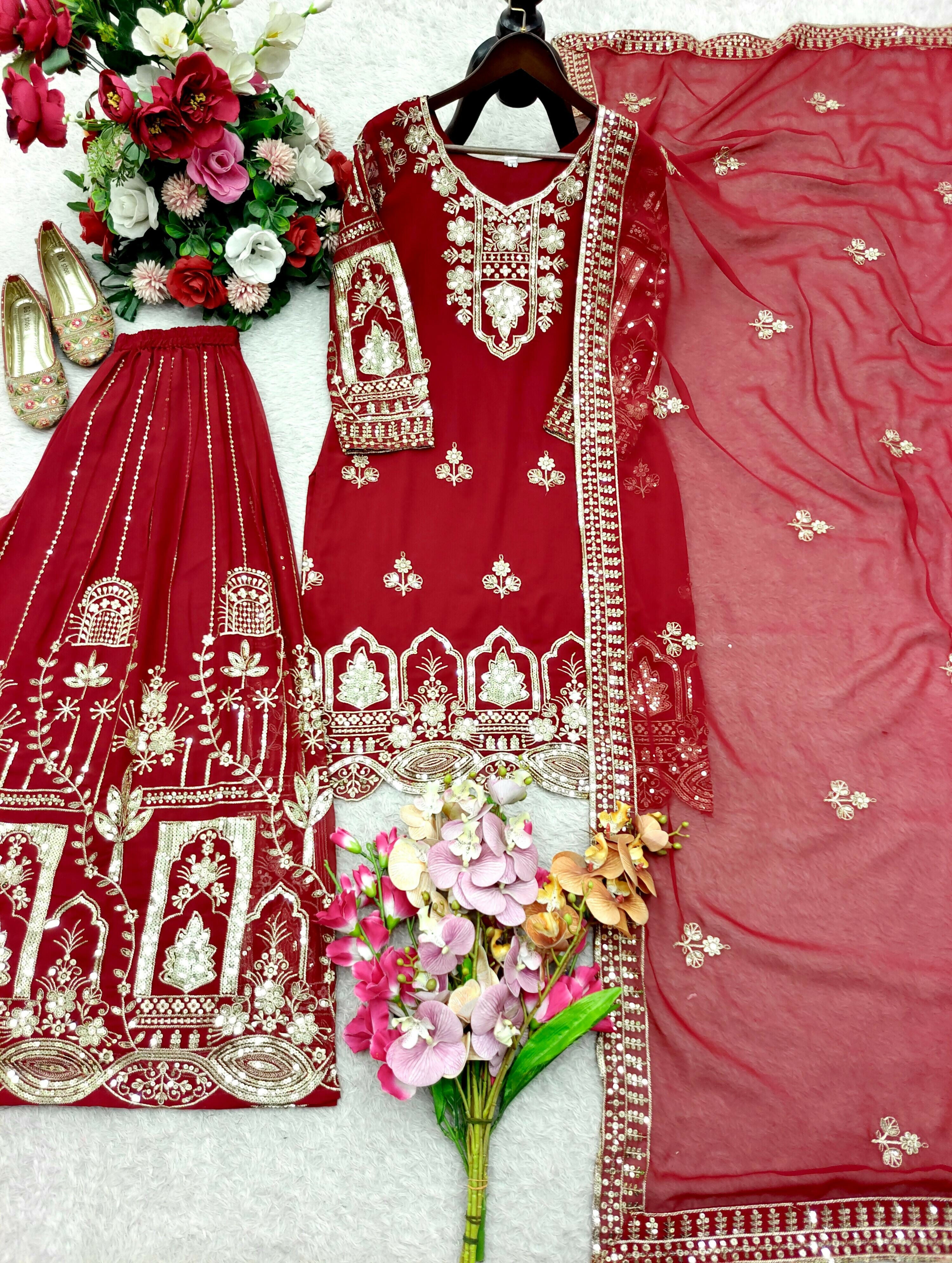 Designer Top Sharara & Dupatta Set