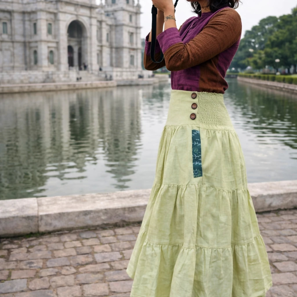 RENAISSANCE - Smocked High Waist Boho Beach Long Skirt with side Pockets for Summer