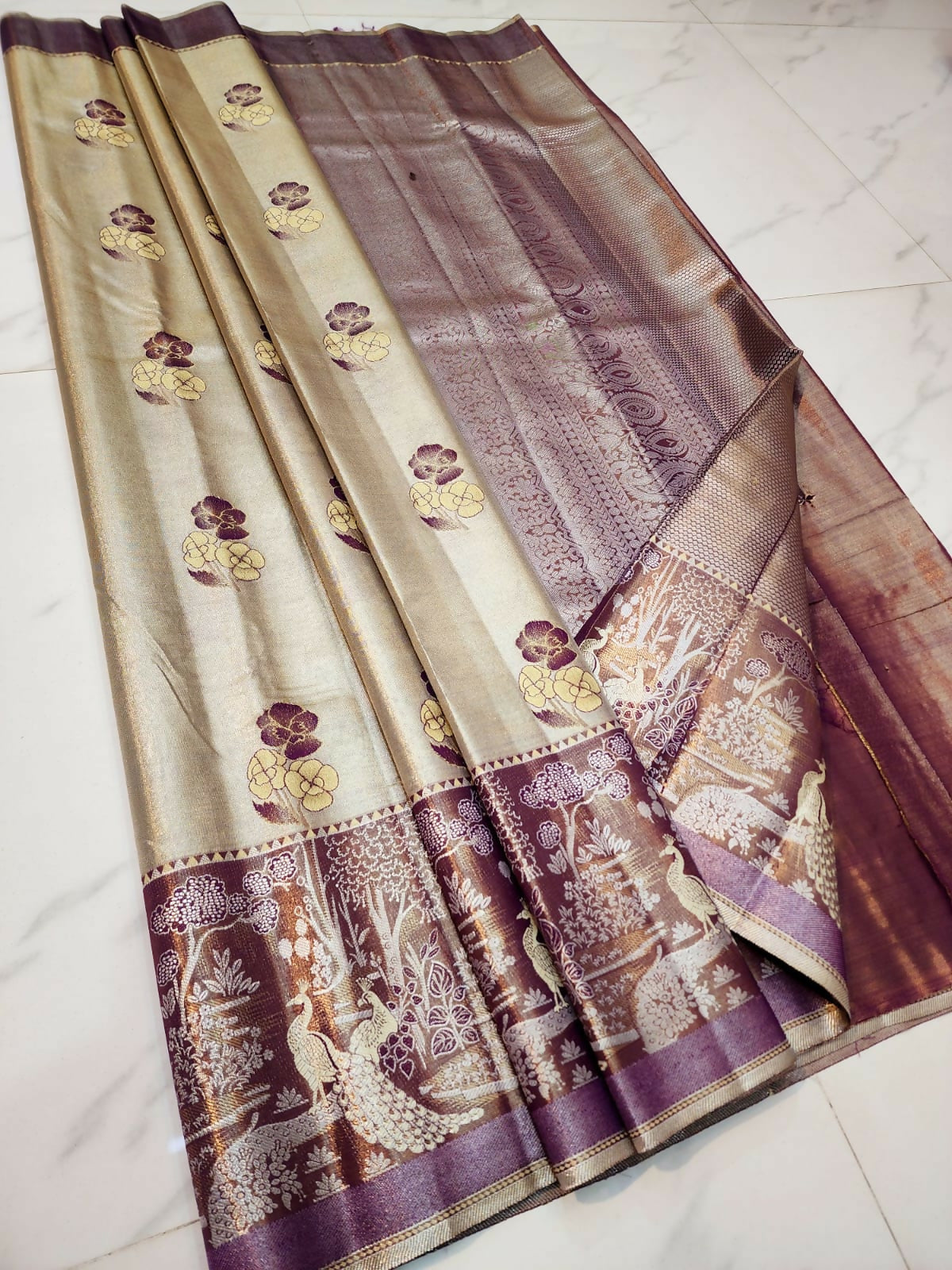 Contemporary  Kanchi - Semi-Tissue Kanchi Bridal Sarees
