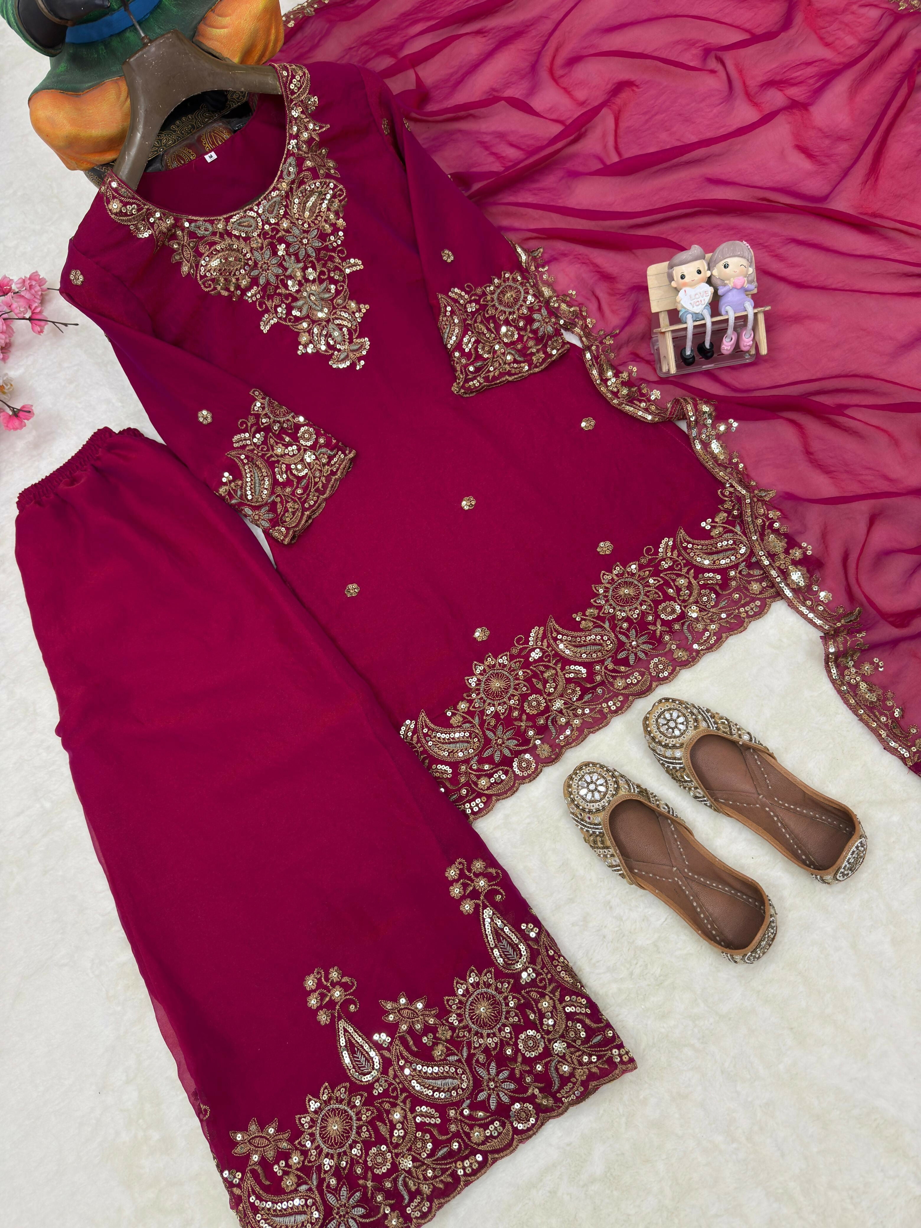 NC Moss Silk Kurti & Plazzo Set with Dupatta