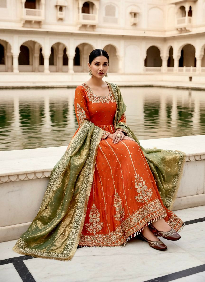 Designer Anarkali Gown with Dupatta Set