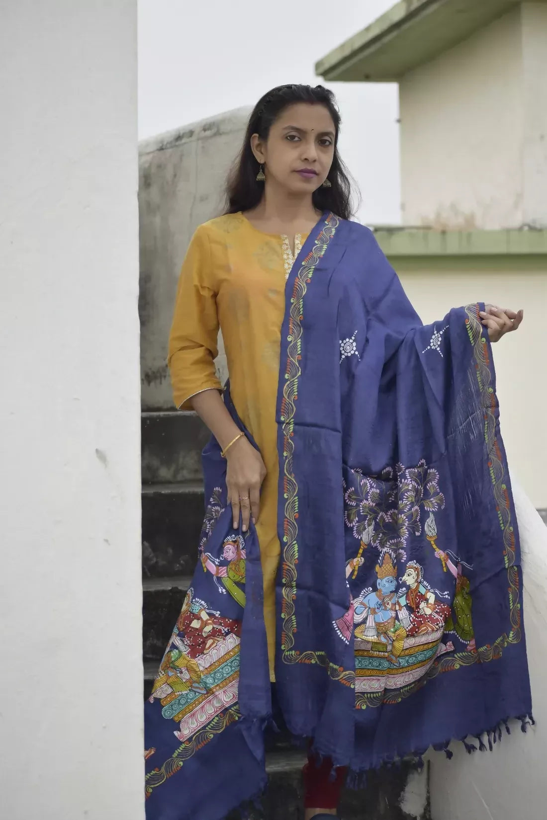 Raas Leela- Chrome Blue Premium Banana Silk Dupatta --Sustainably Fashionable.