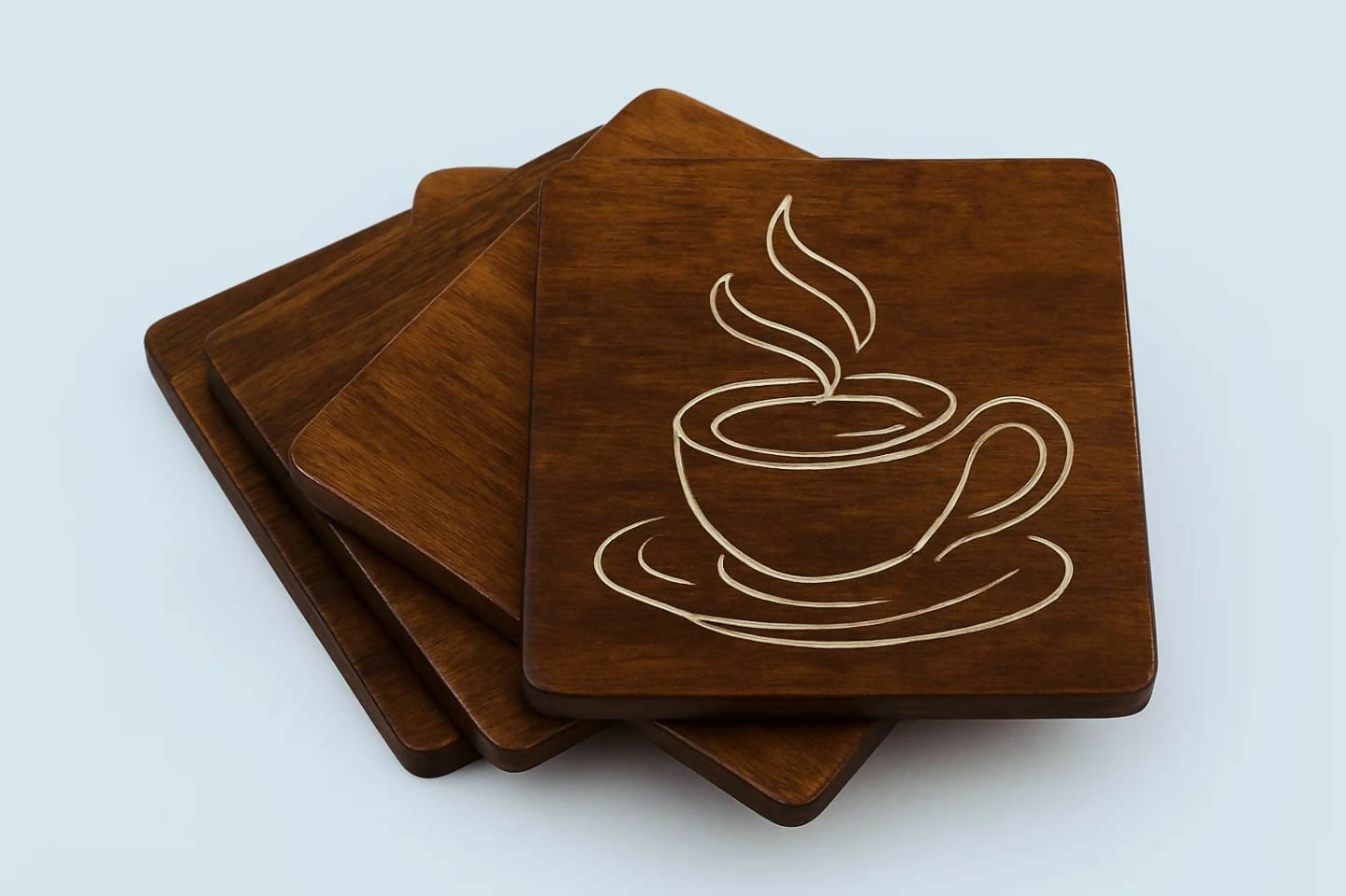 Brown Color tea Coaster Set of 5 with Stand