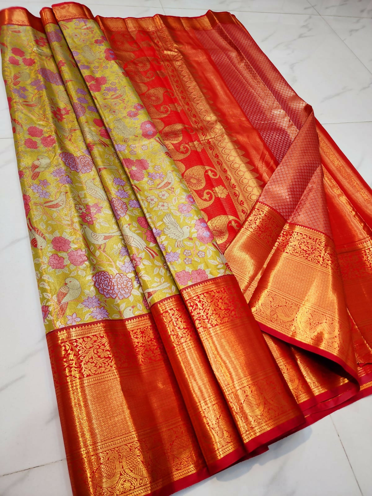 Pre-Wedding Pattu - Semi-Tissue Kanchi Bridal Sarees